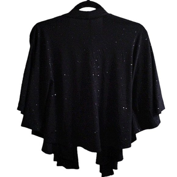 Sparkle Shrug Signature by Robbie Bee BLACK Coverup Fancy Sparkles Cape Jacket - Picture 5 of 13